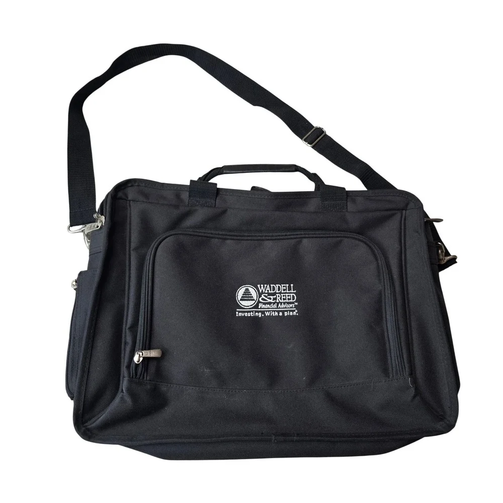 Waddell & Reed Black Laptop Messenger Bag Briefcase Canvas Professional W1 - Picture 1 of 16